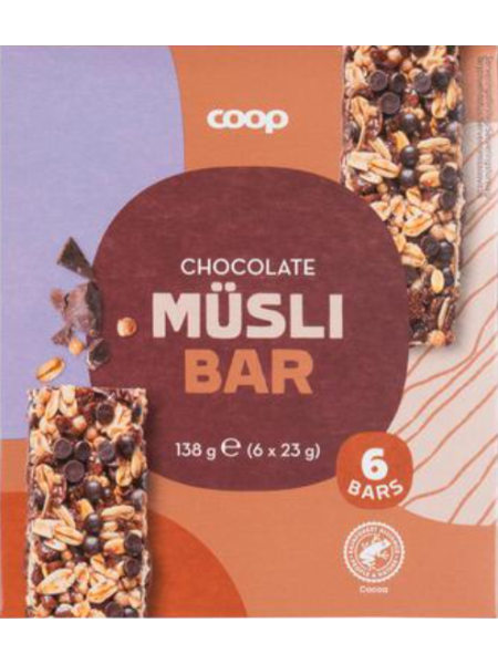 Батончики зерновые на основе молочного шоколада Coop myslipatukka suklaa 6 шт 138 г