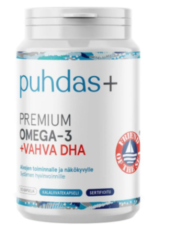 Пищевая добавка PUHDAS+ PREMIUM OMEGA-3 +VAHVA DHA 120капсул