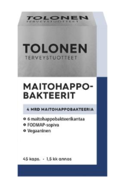 Молочнокислые бактерии Tolonen Maitohappobakteeri 4 mrd 45 капсул