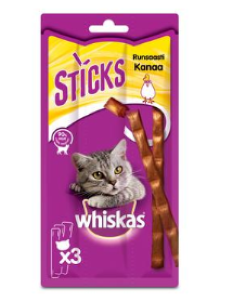 Лакомство для кошек палочки с курицей Whiskas Sticks Kana 3x6г