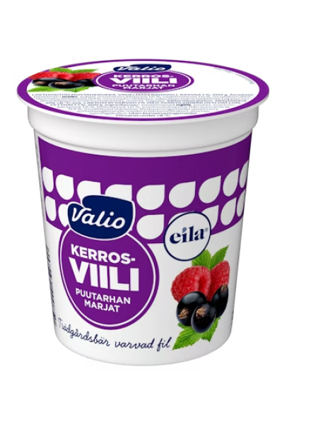 Простокваша черная смородина - малина Valio kerrosviili 1 % 200 г без лактозы