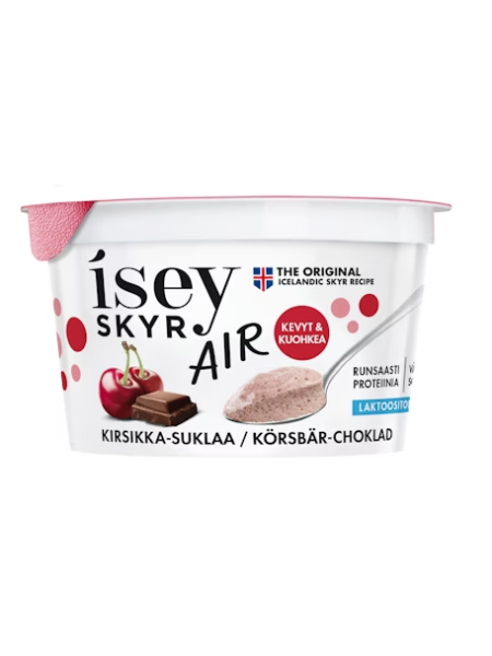 Молочный безлактозный мусс Isey Skyr Air Cherry 125г с темным шоколадом и вишней