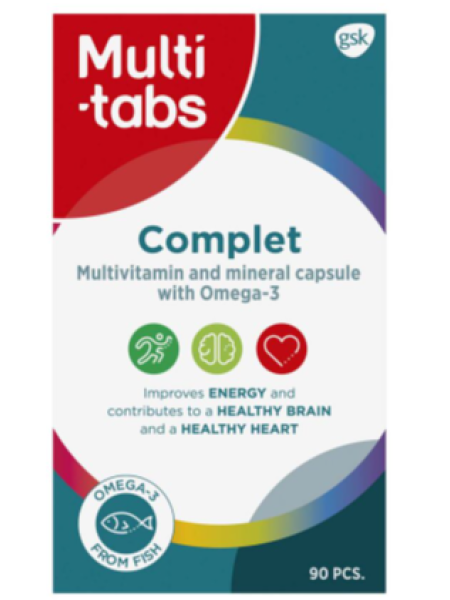 Витамины и минералы для взрослых MULTI-TABS + ОМЕГА-3 90шт