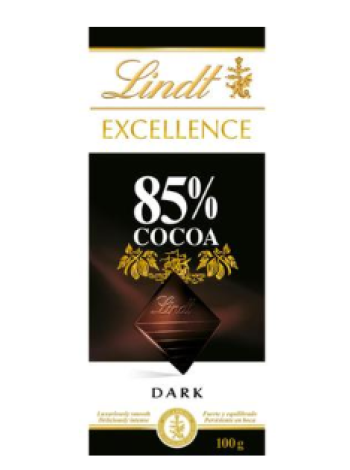 Плитка темного шоколада Lindt Excellence 85% 100г