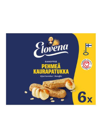 Овсяные батончики Elovena Soft Banoffee 6х30г со вкусом банана и ириски
