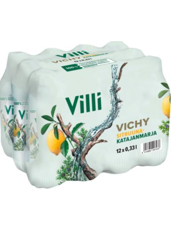 Газированная вода со вкусом лимона и можжевеловых ягод Villi Vichy sitruuna-katajanmarja 0,33л х 12 шт