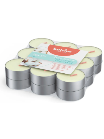 Ароматические свечи Bolsius True Scent Fresh Cotton 18шт с ароматом хлопка