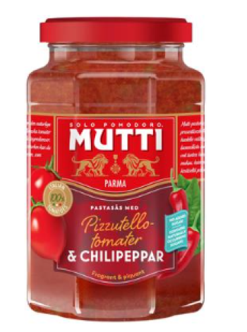Соус для пасты с томатами Пиццутелло и перцем чили Mutti pastakastike Pizzutello-tomaateilla ja chilipippurilla 400г