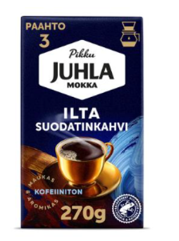Кофе Paulig Juhla Mokka Ilta без кофеина фильтрованный помол 270г