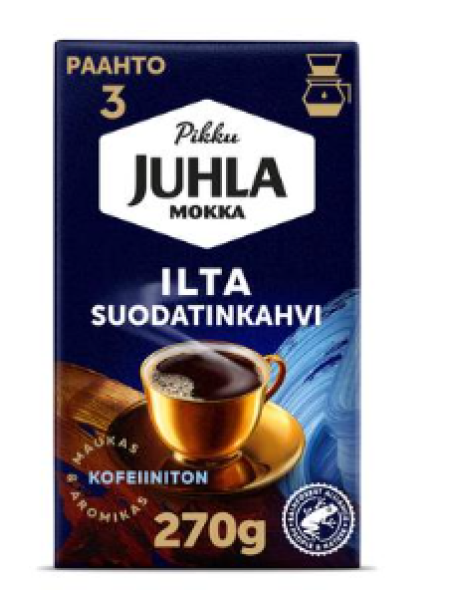 Кофе Paulig Juhla Mokka Ilta без кофеина фильтрованный помол 270г