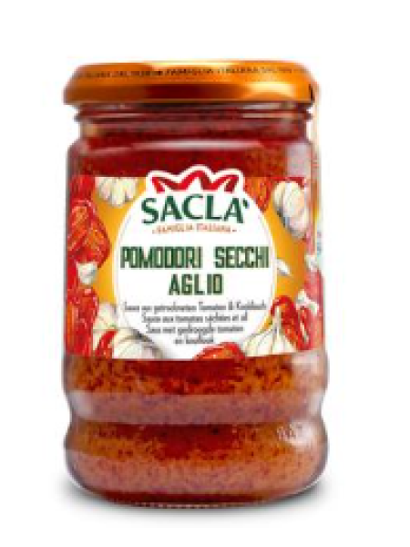Соус песто с чесноком и вялеными помидорами Sacla Pesto pomodori Secchi & Aglio 190 г 