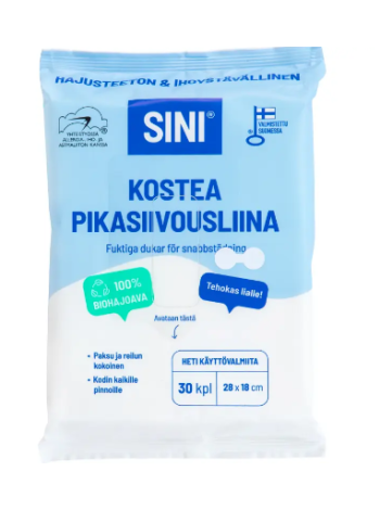 Салфетки для влажной уборки Sini Kostea Pikasiivousliina 30шт