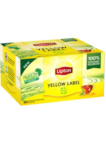 Черный чай в пакетиках Lipton Yellow Label 50шт/100г
