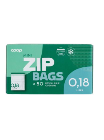 Пакеты закрывающиеся мини Coop mini Zip 0,18л х 50шт