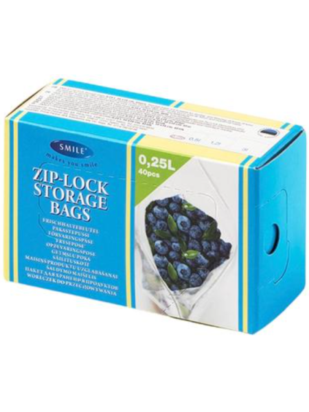 Пакеты для хранения Smile с пазовой застежкой 0,25л х 40 шт