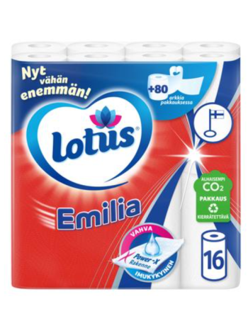 Кухонные полотенца Lotus Emilia Valkoinen Talouspaperi 16 рулонов
