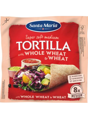 Цельнозерновые лепешки Тортилья Santa Maria Tex Mex Tortilla Whole Wheat 320г 8шт
