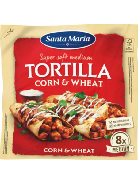 Тортилья кукурузно-пшеничная средняя Santa Maria Tortilla Corn & Wheat Medium 336г 8шт