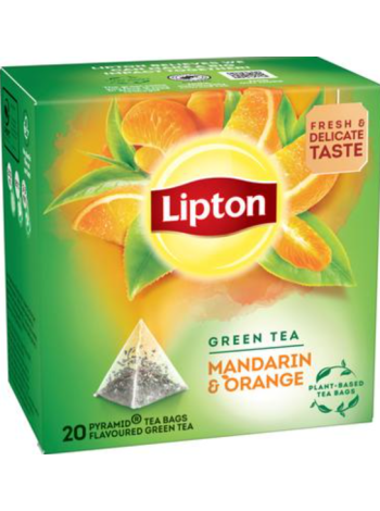 Ароматизированный зеленый чай Lipton Mandarin Orange Pyramidi 20шт в пакетиках