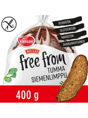 Безглютеновый темный хлеб с семечками Vaasan Moilas Free From Tumma siemenlimppu 400г