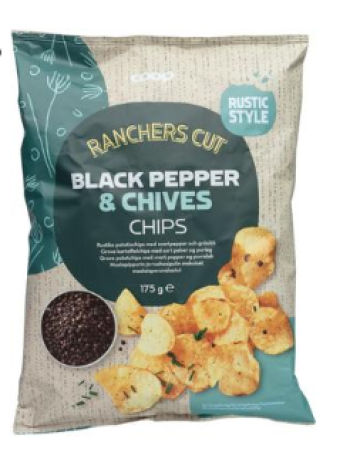 Картофельные чипсы Coop maalaisperunalastut 175г с черным перцем и зеленым луком