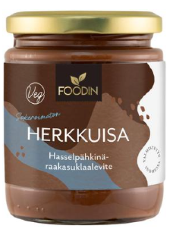 Несладкая шоколадно-ореховая паста Foodin Herkkuisa Hasselpähkinä 230г