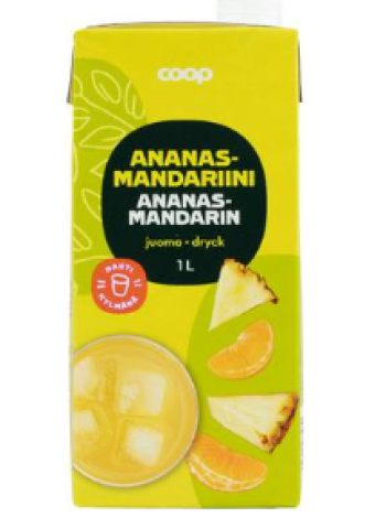 Напиток сокосодержащий Coop ananas-mandariinijuoma 1л ананас мандарин