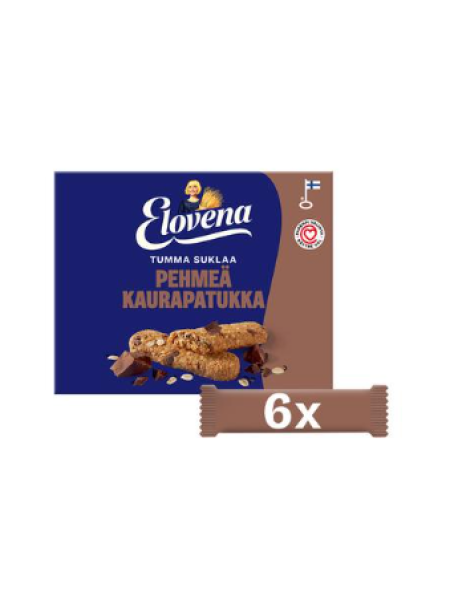 Батончики зерновые Elovena 6х30г темный шоколад  