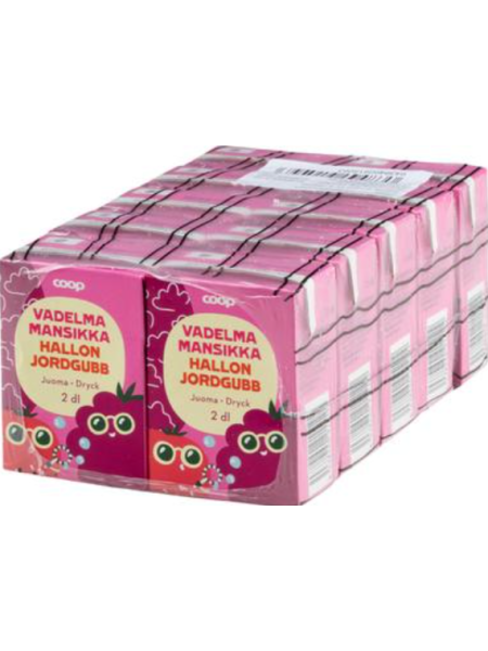 Напиток сокосодержащий для детей Coop 2дл х 10 шт малина клубника