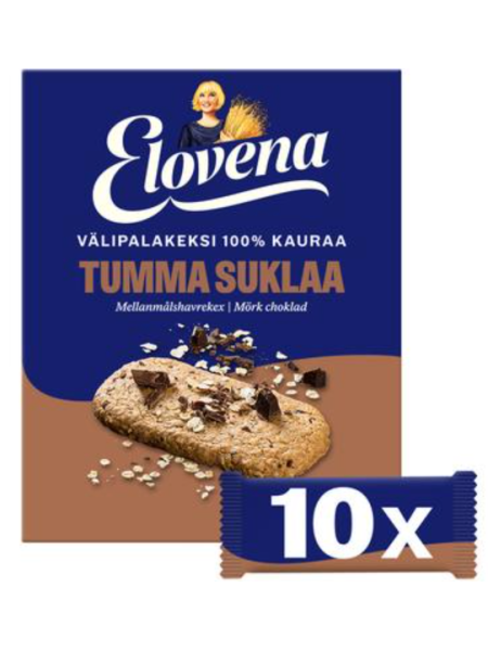 Батончики Elovena Välipalakeksi Tumma Suklaa 10 х 30г темный шоколад 