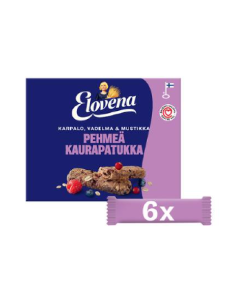 Овсяные батончики Elovena 6х30г клюква-малина-черника