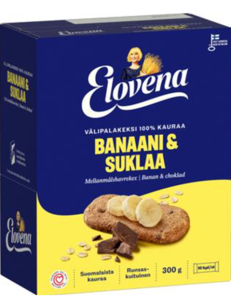 Злаковые батончики Elovena 10х30г банан-шоколад