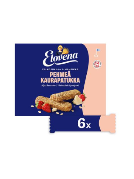 Злаковые батончики Elovena 6х30г белый шоколад и клубника