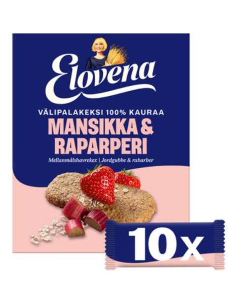 Цельнозерновые снеки Elovena 10х30г клубника-ревень