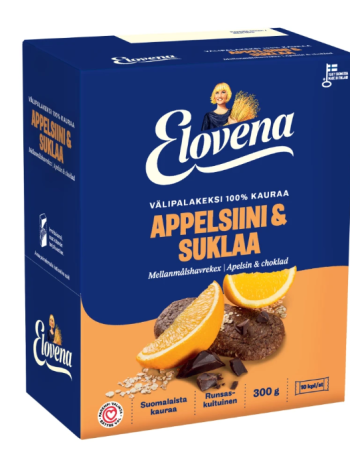 Цельнозерновые батончики Elovena 10x30г апельсин-шоколад