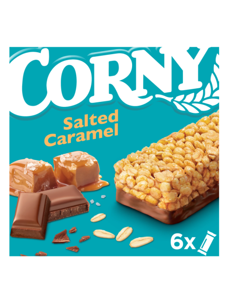 Злаковые батончики Corny Salted Caramel 6х23г с молочным шоколадом, карамелью и морской солью