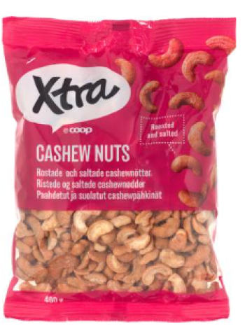 Орехи жареные кешью с солью  Xtra cashewpähkinät 400 г