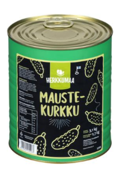 Маринованные огурцы Herkkumaa Maustekurkku 3,1 / 1,7 кг в ж/б