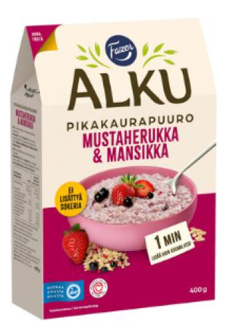 Овсяные хлопья FAZER Alku Mustaherukka &mansikka 400г черная смородина и клубника