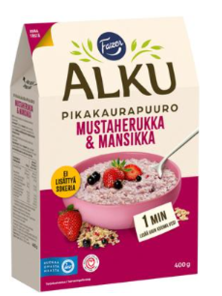 Овсяные хлопья FAZER Alku Mustaherukka &mansikka 400г черная смородина и клубника