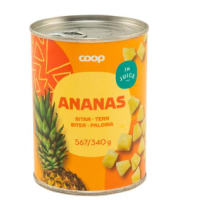 Кусочки ананаса в ананасовом соке Coop ananas paloina täysmehussa 567/340г