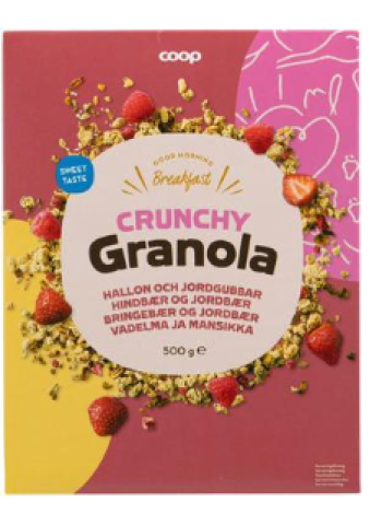 Мюсли гранола Coop crunchy granola vadelma ja mansikka 500г малина клубника
