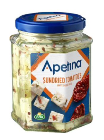 Кубики средиземноморского сыра в масляном маринаде с вялеными томатами Apetina 265/140г