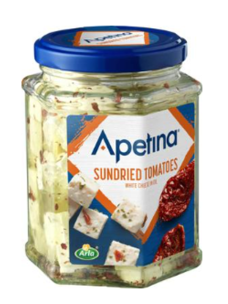 Кубики средиземноморского сыра в масляном маринаде с вялеными томатами Apetina 265/140г