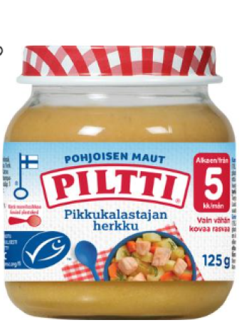 Детское пюре Piltti Pikkukalastajan 125 г овощи и лосось с 5 месяцев