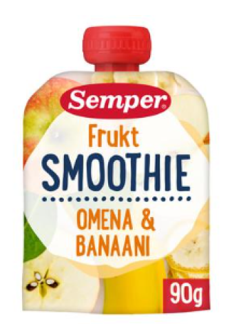 Детское фруктовое пюре Semper Smoothie Frukt 90г с 6 месяцев яблоко и банан