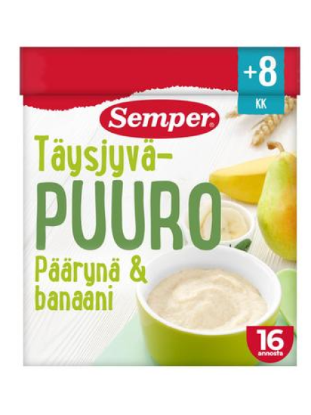 Овсяная каша Semper  Hedelmäpuuro päärynä & banaani 480г груша и яблоко с 8 месяцев