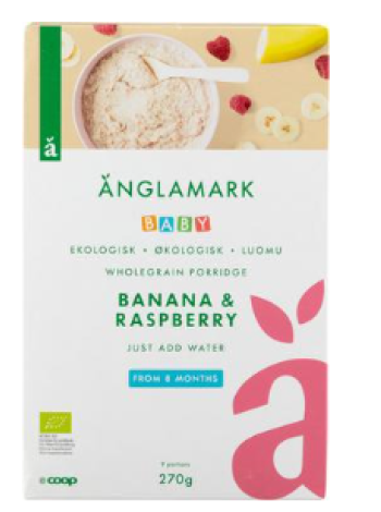  Каша органическая Änglamark 270г банан малина с 8 месяцев  