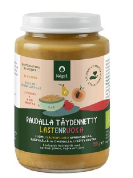 Овсяная каша с фруктами Rautainen с абрикосом, грушей и яблоком 190 г с добавлением железа