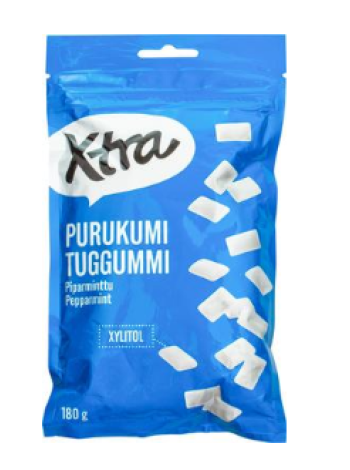 Жевательная резинка X- tra purukumi piparminttu ksylitoli с мятой ксилитом 180 г